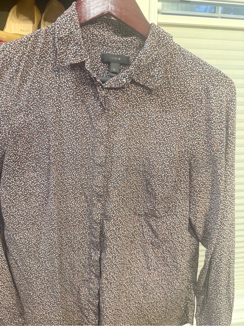 J.Crew women’s  Brown Micro-Print Button-Up Shirt